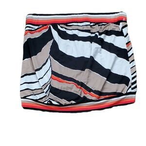 Trina Turk Orange, Black & Cream Striped Mini Skirt